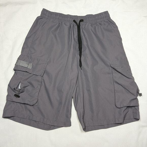 Men's Lightweight Cargo Shorts Grey Large Elastic Band - Picture 1 of 3